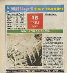 18 Ekim 1987 Resimli Takvim Yaprağı - Doğum Günü Hediyesi EFM(N)10516 - 4