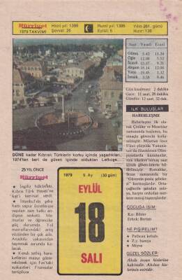 18 Eylül 1979 Takvim Yaprağı -Doğum Günü Hediyesi EFM(N)6359 - 1