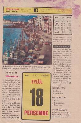 18 Eylül 1980 Takvim Yaprağı -Doğum Günü Hediyesi EFM(N)6418 - 1