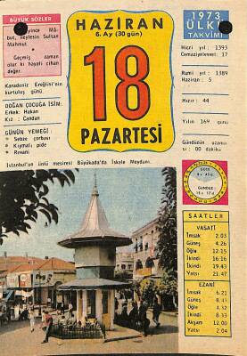 18 Haziran 1973 Takvim Yaprağı - Doğum Günü Hediyesi EFM(N)12363 - 1