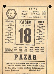 18 Kasım 1973 Takvim Yaprağı - Doğum Günü Hediyesi EFM(N)10721 - 4