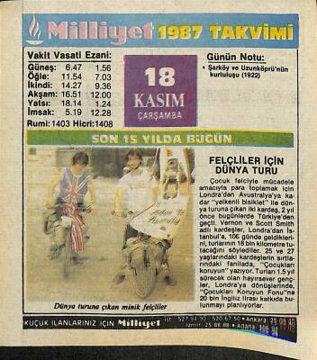 18 Kasım 1987 Takvim Yaprağı - Doğum Günü Hediyesi EFM(N)11943 - 1