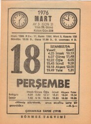 18 Mart 1976 Takvim Yaprağı EFM(N)5959 - 3