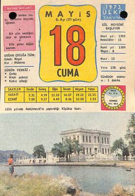 18 Mayıs 1973 Takvim Yaprağı - Doğum Günü Hediyesi EFM(N)9343 - 1