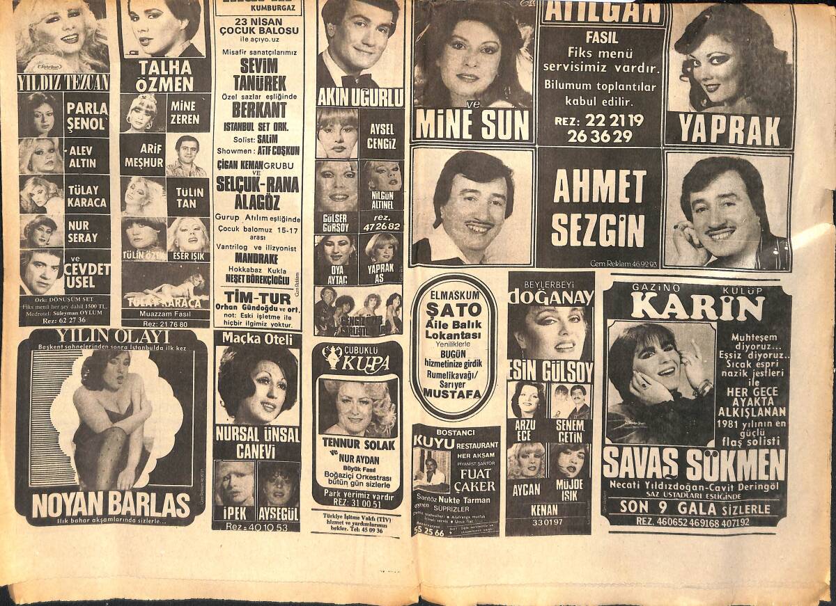 18 Nisan 1981 Sezen Aksu, Gönül Yazar, Mine Mutlu, Nilgün Atılgan, Aylin Urgal, Ahmet Sezgin, Noyan Barlos, Yıldız Tezcan, Tülay Karaca Afiş GZ136568 - 2