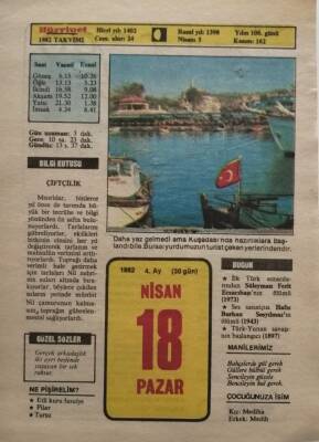 18 Nisan 1982 Takvim Yaprağı - Doğum Günü Hediyesi EFM(N)8353 - 2