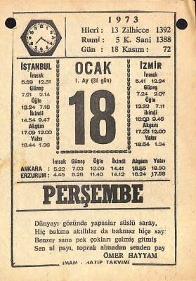 18 Ocak 1973 Takvim Yaprağı - Doğum Günü Hediyesi EFM(N)10827 - 4