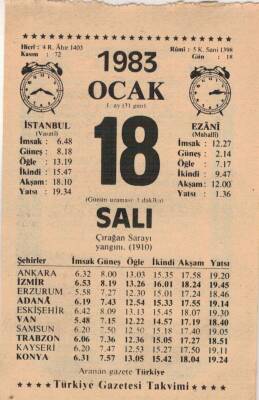 18 Ocak 1983 Takvim Yaprağı EFM(N)4571 - 1