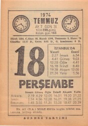 18 Temmuz 1974 Takvim Yaprağı EFM(N)2043 - 1