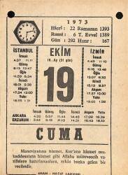 19 Ekim 1973 Takvim Yaprağı - Doğum Günü Hediyesi EFM(N)10601 - 4