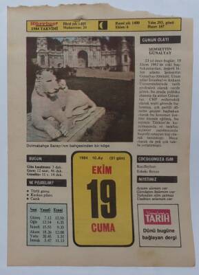 19 Ekim 1984 Takvim Yaprağı - Doğum Günü Hediyesi EFM(N)7291 - 1