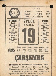 19 Eylül 1973 Takvim Yaprağı - Doğum Günü Hediyesi EFM(N)9865 - 1