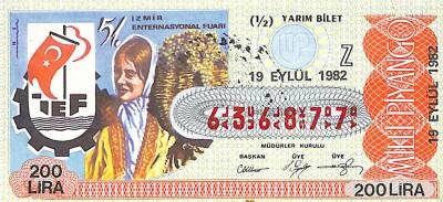 19 Eylül 1982 Piyango Bileti Yarım Bilet PYB6390 - 1