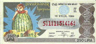 19 Eylül 1984 Piyango Bileti Çeyrek Bilet PYB6328 - 1