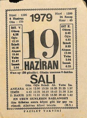 19 Haziran 1979 Takvim Yaprağı - Doğum Günü Hediyesi EFM(N)11846 - 1