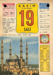 19 Kasım 1974 Takvim Yaprağı - Doğum Günü Hediyesi EFM(N)10692 - 4