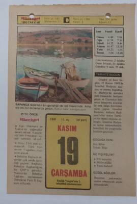 19 Kasım 1980 Takvim Yaprağı - Doğum Günü Hediyesi EFM(N)7205 - 1