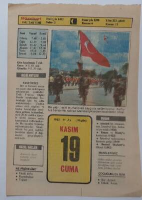 19 Kasım 1982 Takvim Yaprağı - Doğum Günü Hediyesi EFM(N)7355 - 1