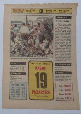 19 Kasım 1984 Takvim Yaprağı - Doğum Günü Hediyesi EFM(N)7023 - 1