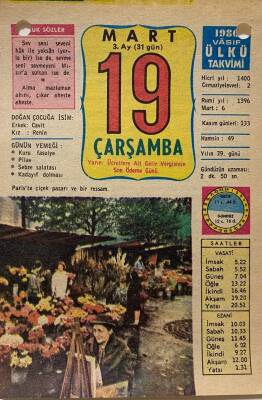 19 Mart 1980 Takvim Yaprağı - Doğum Günü Hediyesi EFM(N)8023 - 2