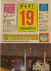 19 Mart 1988 Takvim Yaprağı - Doğum Günü Hediyesi EFM(N)7993 - 2