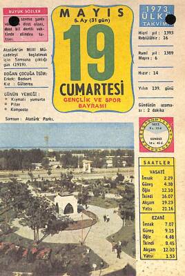 19 Mayıs 1973 Takvim Yaprağı - Doğum Günü Hediyesi EFM(N)9344 - 1