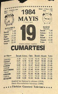 19 Mayıs 1984 Takvim Yaprağı - Doğum Günü Hediyesi EFM(N)11165 - 1