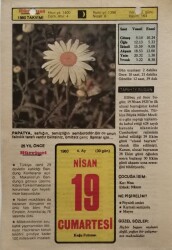 19 Nisan 1980 Takvim Yaprağı - Doğum Günü Hediyesi EFM(N)8403 - 1