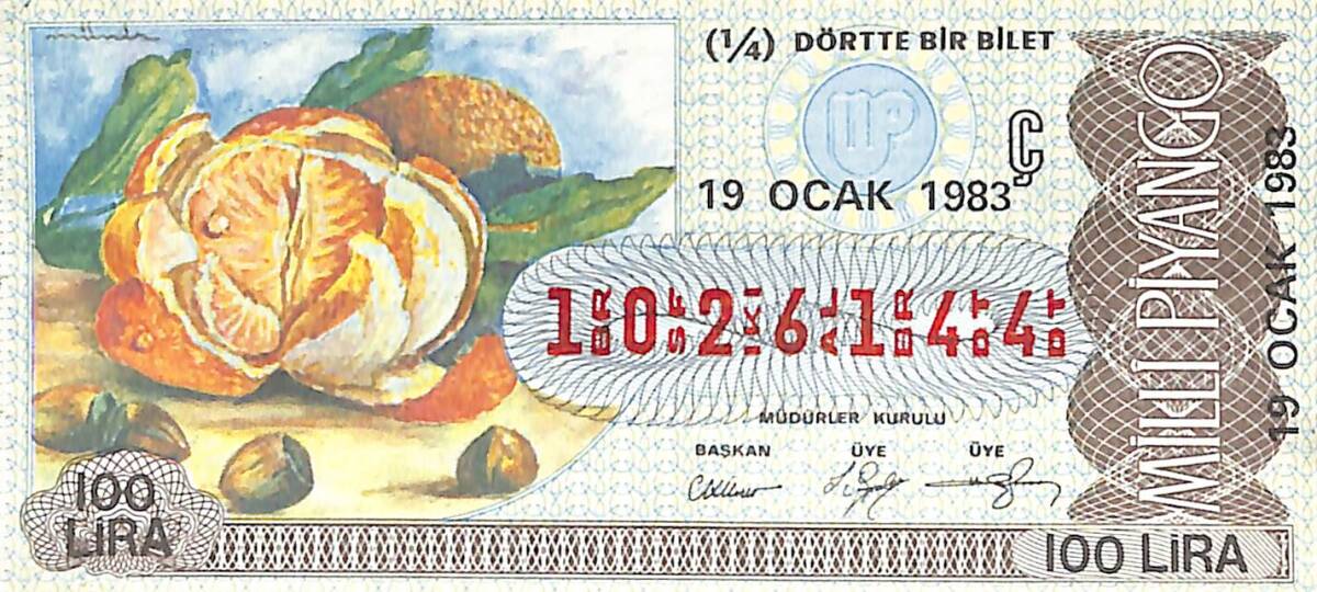 19 Ocak 1983 Piyango Bileti Çeyrek Bilet PYB6484 - 1