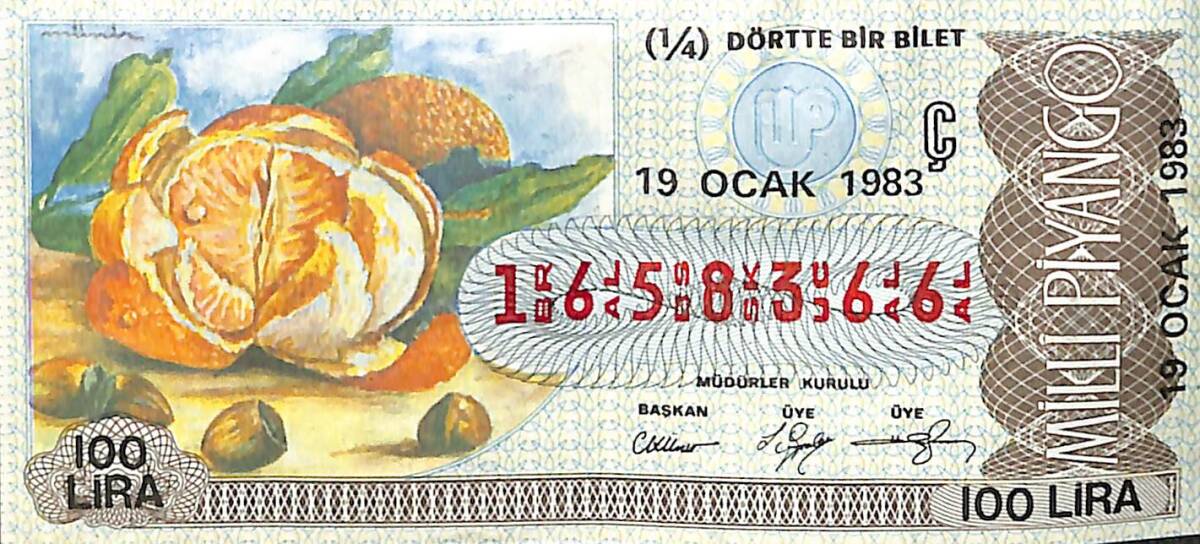 19 Ocak 1983 Piyango Bileti Çeyrek Bilet PYB6495 - 1