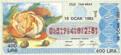 19 Ocak 1983 Piyango Bileti Tam Bilet PYB6461 - 1