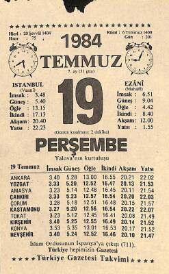 19 Temmuz 1984 Takvim Yaprağı - Doğum Günü Hediyesi EFM(N)11520 - 1