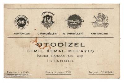 1930 Yılı Otodizel Oto Galeri Kartviziti EFM703 - 1