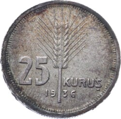 1936 Yılı 25 Kuruş Gümüş ÇÇT TCM2603 - 1