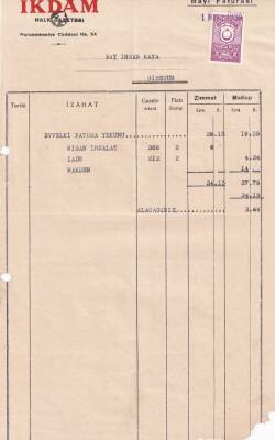 1939 İkdam Halk Gazetesi Damga Pullu Bayi Faturası EFM(N)8235 - 1