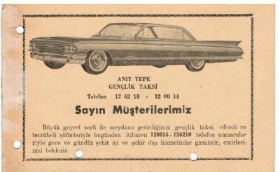 1940 Ankara Anıt Tepe Gençlik Taksi Kartvizit EFM975 - 1