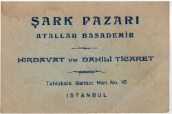 1940 Şark Pazarı Hırdavat ve Dahili Ticaret Kartvizit EFM977 - 1