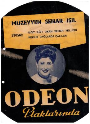 1940lar Odeon Plaklarında Müzeyyen Senar Işıl Reklam Broşür EFM1001 - 3