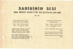 1940lar Sahibinin Sesi Üstad Münir Nurettin Selçukun son Çıkan Plak Sözleri EFM(N) 1010 - 4