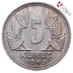 1943 Yılı 5 Kuruş Çil*** TCM151 - 1