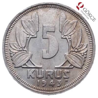 1943 Yılı 5 Kuruş Çil*** TCM151 - 1