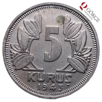 1943 Yılı 5 Kuruş Çil TCM208 - 1