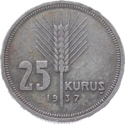 1937 Yılı 25 Kuruş ÇÇT+ TCM2990 - 1