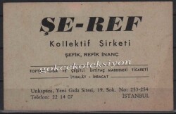 1960 Şeref Kollektif Şirketi Kartviziti EFM293 - 1