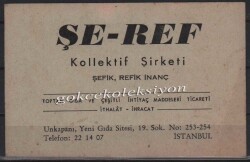 1960 Şeref Kollektif Şirketi Kartviziti EFM293 - 3