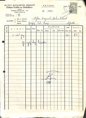 1963 Kutlu Kollektif Şirketi Orhan Kutlu Ve Ortakları - İrfan Kaymak Antetli Islak İmzalı Damga Pullu Fatura EFM(N)12074 - 1