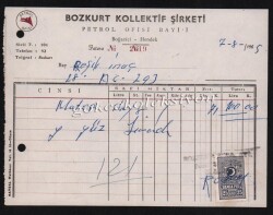 1965 Bozkurtlar Kollektif Şirketi Petrol Ofis Bayi Faturası EFM232 - 3