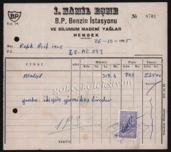 1965 Samsun BP Bayi Kerimbey İstasyonu Faturası EFM238 - 1