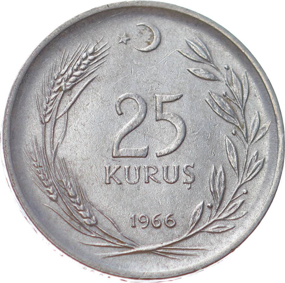 1966 Yılı 25 Kuruş Çil TCM3079 - 1