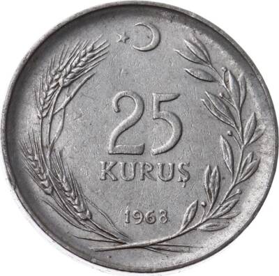 1968 Yılı 25 Kuruş ÇÇT (Düz) TCM1666 - 1